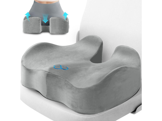 Seat Cushion, Office Chair Cushions, 5.28 in Thick (Light Grey) Anti-Slip Back & Removable Cover, Ergonomic Tailbone Support Seat Cushion, Memory...