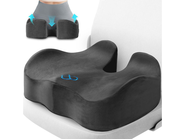 Seat Cushion, Office Chair Cushions, 5.28 in Thick (Grey) Anti-Slip Back & Removable Cover, Ergonomic Tailbone Support Seat Cushion, Memory Foam...