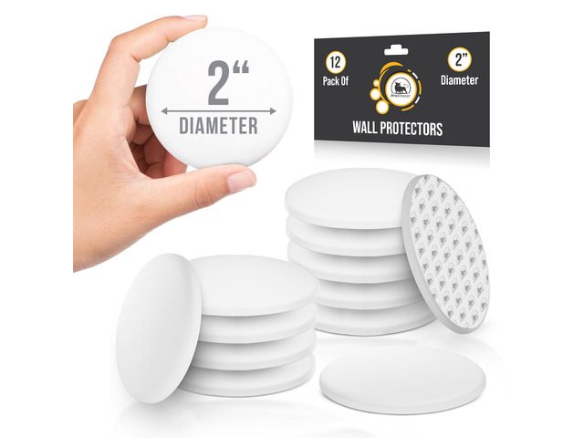 Door Stoppers - Medium 2' (12 Pack) - Strong Adhesive Backing Quiet & Shock Absorbing Silicone Door Stoppers for Walls - Door Knob Wall Protector...