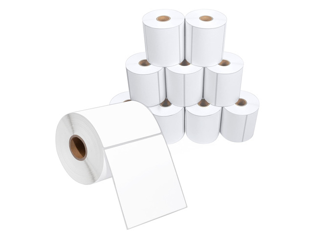 4' X 4 Direct Thermal Labels (3500 Count, 10 Rolls) Perforated Postage Shipping Labels, UPC Barcode Stickers for Inventory - Compatible With Zebra...