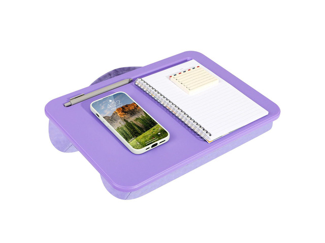 Compact Lap Desk Purple Amethyst, Fits 14' Laptops Microbead Cushion, Built-In Pencil Slot, Carry Handle, Fits Standard Letter-Size Paper (8.5' Ã—...