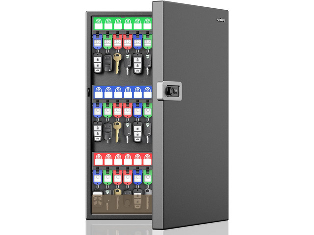 Key Lock Box with Code, 72 Keys Capacity Wall mount key box, steel key cabinet, 3 digit combination lock, writable key racks & tags, office hotel &...
