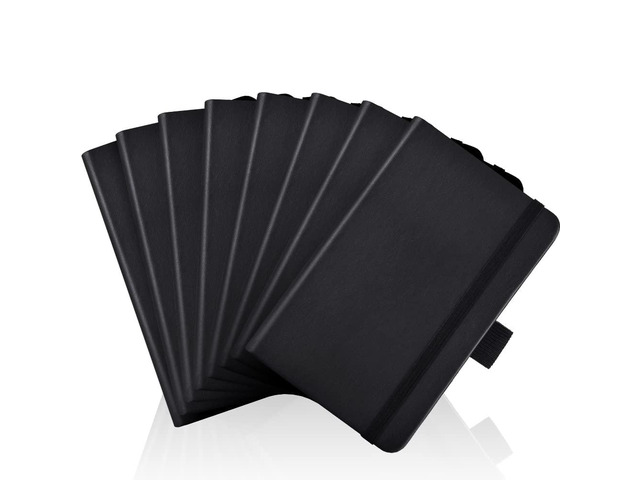 Pocket Notebook 3.7' x 5.7' Small Notebook 8 Pack Black