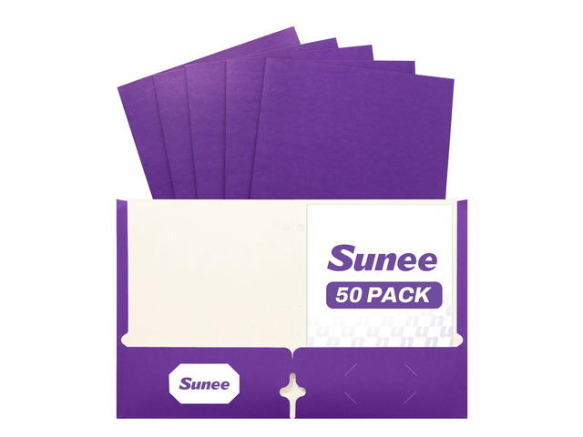 Folders with Pockets 3 Hole Punched(50 Pack, Purple), 2 Pocket Folders Fit Letter Size Paper, Paper File Folder for School Office Home Business