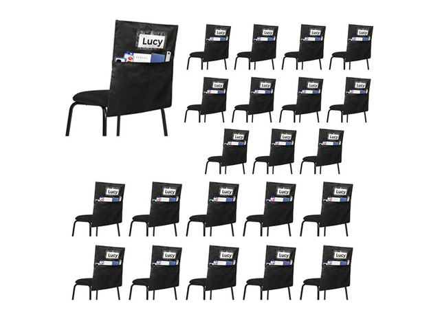 24 Pack Chair Pockets for Classrooms - Seat Sacks Organizer for K-2 Students, Durable Fabric Storage Pockets for School Supplies & Books