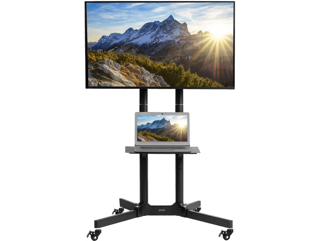 Mobile TV Cart for 32 to 83 inch Screens up to 110 lbs, LCD LED OLED 4K Smart Flat and Curved Panels, Rolling Stand with Laptop DVD Shelf, Locking...