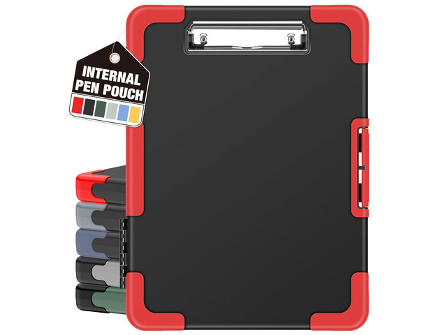 Toughest Clipboard with Storage, Clip Boards 8.5x11 with Pen Pouch Rubber Corner, Heavy Duty, Extra Nylon Pouch, High Capacity, Organization Box...