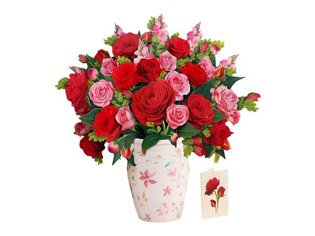 Grande Blooming Roses 20.5 Inch Life-Sized 3D Pop Up Cards Anniversary, Valentine's Day, Mothers Day, Thank You, Gifts for Mom and Her Includes...