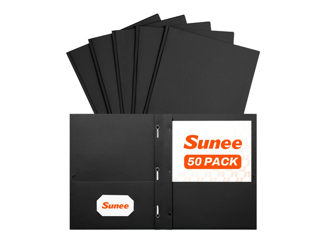 Folders with Prongs, 50 Pack 3 Prong Folders with 3 Metal Prong Fastener Clips, 2 Pocket, Fit Letter Size Paper, Paper Folders for School Office...