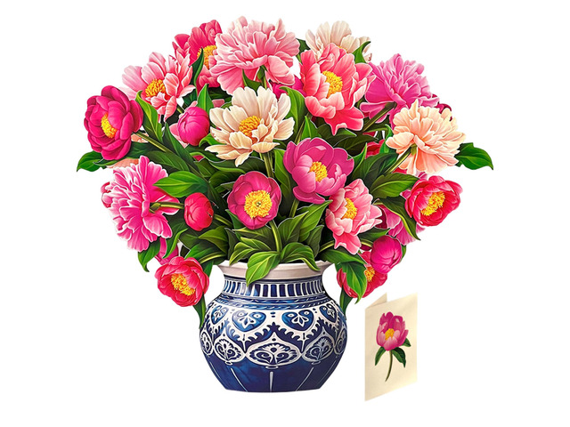Grande Peony Paradise 19 Inch Life-Sized 3D Pop Up Card Birthday, Mothers Day, Thank You, Gifts for Mom and Her Includes Notecard and Envelope