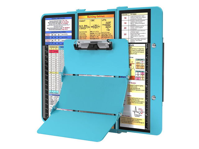Nursing Clipboard Foldable, Foldable Clipboard w/Nursing Edition Cheat Charts,3 Layers Aluminum, Nurse Clipboard w/Low Profile Clip & Pen Clip Pocket...