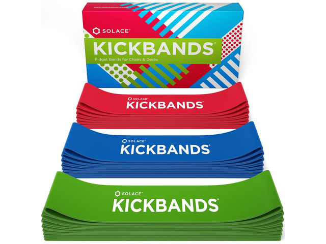 KICK BANDS Chair Bands for Kids with Fidgety Feet 24-Pack - ADHD Fidget Kickbands for Classroom Chairs & Desks - Sensory Kickband (RGB)