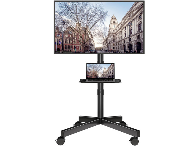 Rolling TV Stand with Tilt,Mobile TV Stand Wheels for 2365 Inch TVs Portable TV Cart for LED LCD TVs, Adjustable Shelf, Living Room, Bedroom,...