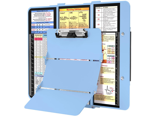 Nursing Clipboard Foldable, Foldable Clipboard w/Nursing Edition Cheat Charts,3 Layers Aluminum, Nurse Clip Board w/Low Profile Clip & Pen Clip...