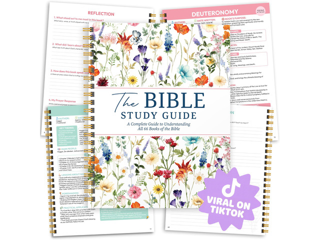 Bible Study Guides 66 Pages Journal for Women, Spiral Notebook 8.5 x 11 Wildflower Prayer Devotional Supplies - Saints Label with Reflection Note,...