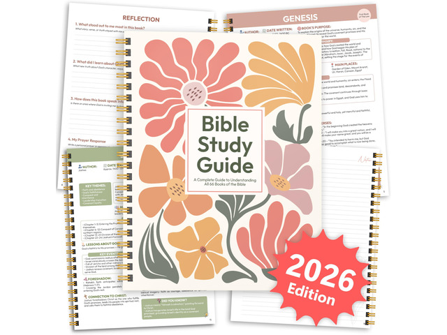 Bible Study Guides 66 Pages Journal for Women, Spiral Notebook 8.5 x 11 Floral Prayer Devotional Supplies - Saints Label with Reflection Note,...