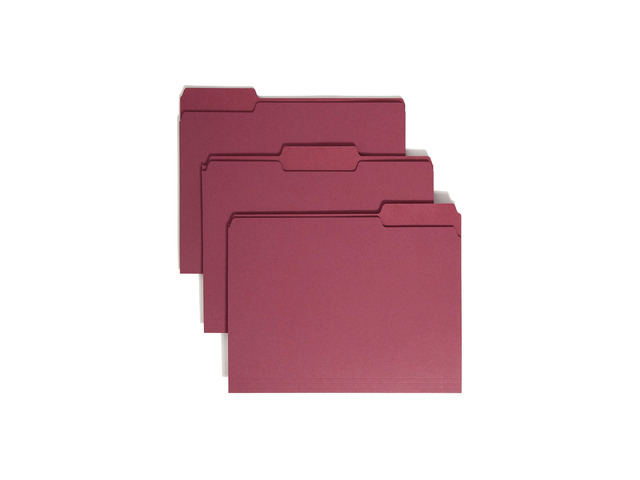 Colored File Folder, 1/3-Cut Tab, Letter Size, Maroon, 100 per Box (13093)