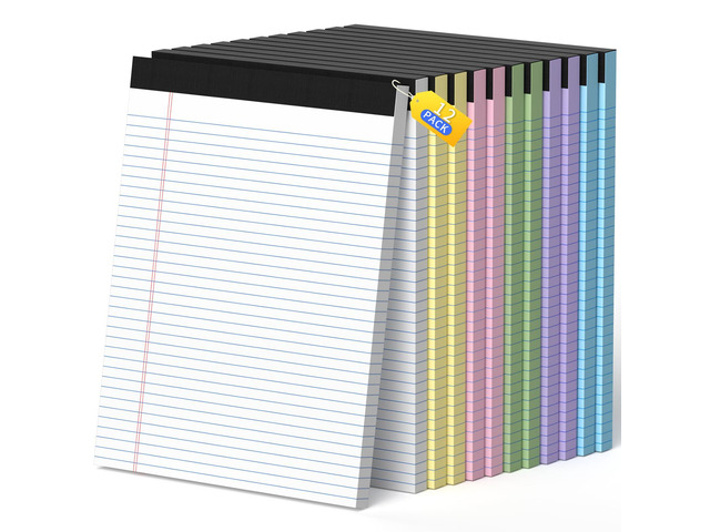 Legal Pads 8.5 X11, Narrow Ruled Notepads, 12 Pack, 50 Sheet/Pad Colored Legal Pads, Tear Off Notepad, Perforated Writing Pad, Notebook Paper...