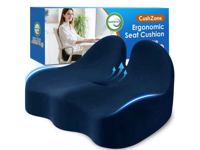 Ergonomic Seat Cushion, Sciatica Support for Office Chair, Blue Large Size for Sciatica & Hip & Tailbone Pain Relief, Memory Foam Office Chair...