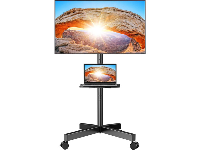 Rolling TV Stand for 23-60 Inch LED Flat Screen/Curved TVs up to 88lbs,Mobile TV Stand Wheels with Height Adjustable Portable Rolling TV Cart Max...