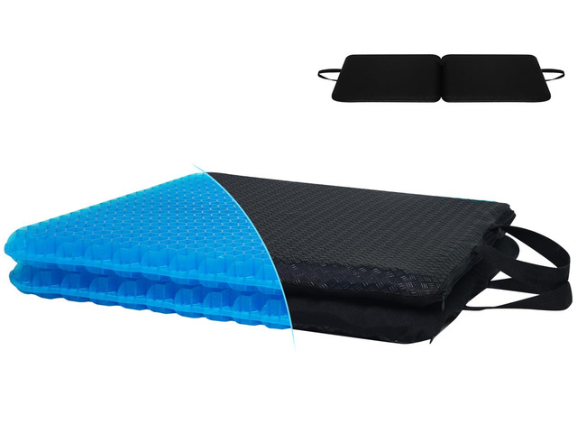 Gel Seat Cushion for Long Sitting-Two Sizes Gel Cushion (ThickLarge) 19'x17.5'x2.8' / 38'x17.5'x1.4' (Fold/Expand), Zero Gel Cushion for Pressure...