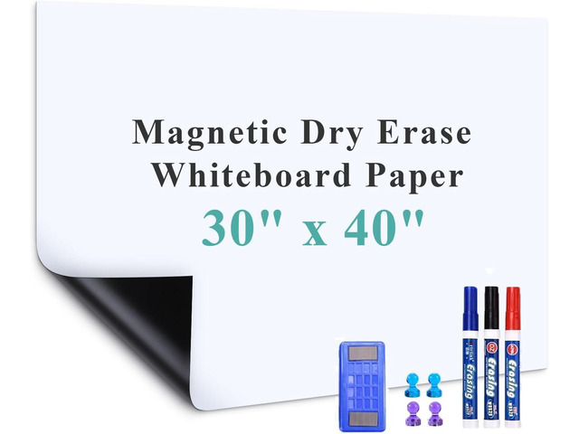 Wide Whiteboard Sticker for Wall: Keep Family Plans in Sight Self-Adhesive Magnet-Receptive Dry Erase Decal with No-Ghosting Surface - 40' x 30'...