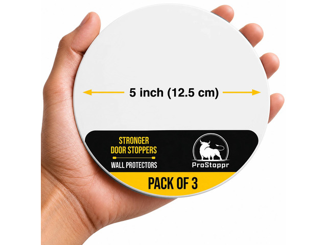 Door Stoppers - X Large 5' (3 Pack) - Strong Adhesive Backing Quiet & Shock Absorbing Silicone Door Stoppers for Walls - Door Knob Wall Protector...