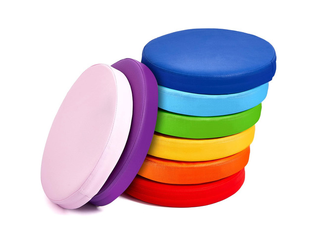 8 Pcs Floor Cushions Kids, Classic Color, 13.8 x 13.8 x 2 Inch Extra Thick 2' Flexible Seating Classroom, Assorted Colored Floor Pillow, Soft Round...