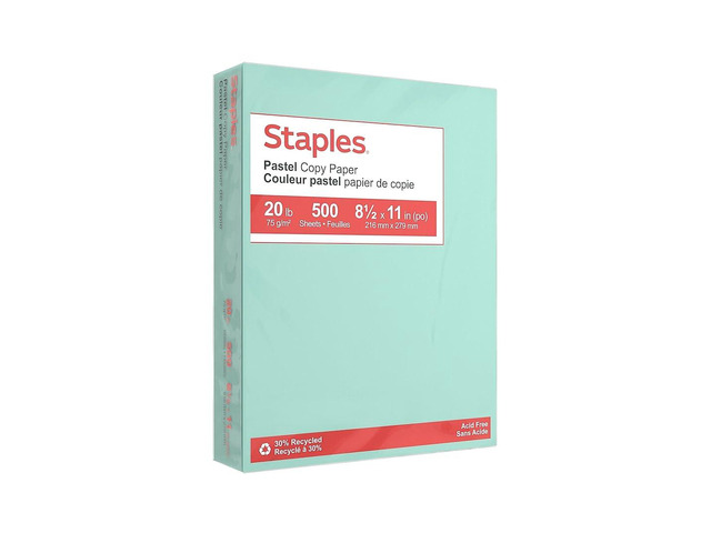 Pastel Color Copy Paper, 8.5x11 Inch, Turquoise, 20 lb. 500 sheets per ream. Colored multipurpose paper for office and home use