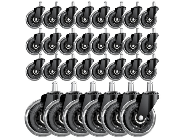 3' Office Chair Wheels 30-Pack Heavy Duty Smooth rolling polyurethane wheels protect floors. Universal fit for most chairs. Quiet design for home...