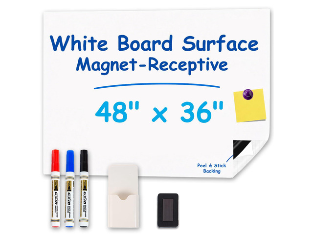 Magnetic Whiteboard for Wall 48' x 36' Self-Adhesive Magnetic Dry Erase White Board Sticker, Peel and Stick Wallpaper Easy to Write and Clean for...