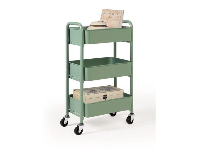 3-Tier Delicate Compact Rolling Metal Storage Organizer - Mobile Utility Cart Kitchen/Under Desk Cart with Caster Wheels - Turq (15.35' X 10.24' X...