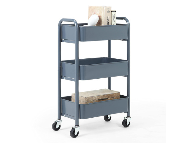 3-Tier Delicate Compact Rolling Metal Storage Organizer - Mobile Utility Cart Kitchen/Under Desk Cart with Caster Wheels - Blue (15.35' X 10.24' X...