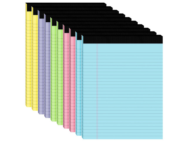 10pcs Legal Pads 8.5 x 11, Color Notepads 8.5 x 11 In, Perforate Wide Ruled 30 Sheets/Pack, Colored Note Pads Clear Print Writing Pads of Paper,...