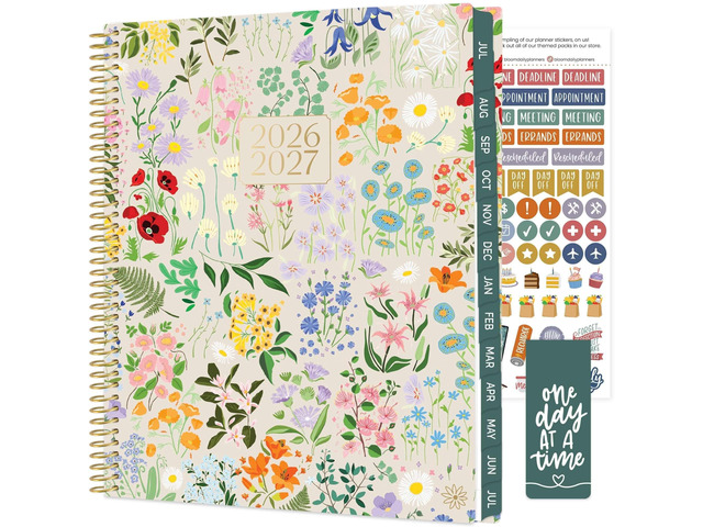 2026-2027 Planner (8.5 x 11') 13 Month Academic Year Organizer (July 2026 - July 2027) - Weekly & Monthly Agenda Book with Stickers & Tabs - Garden...