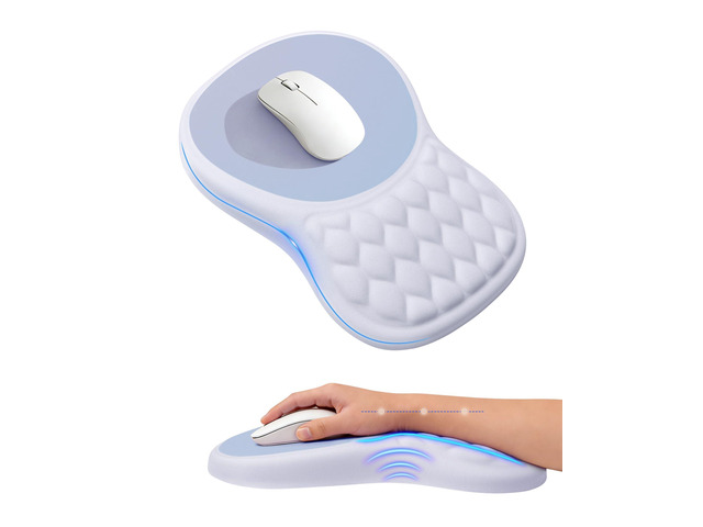 Ergonomic Mouse Pad with Sloped Memory Foam Wrist Rest 3D Textured Wrist Cushion, Smooth Lycra Surface, Non-Slip PU Base, Comfortable Support for...