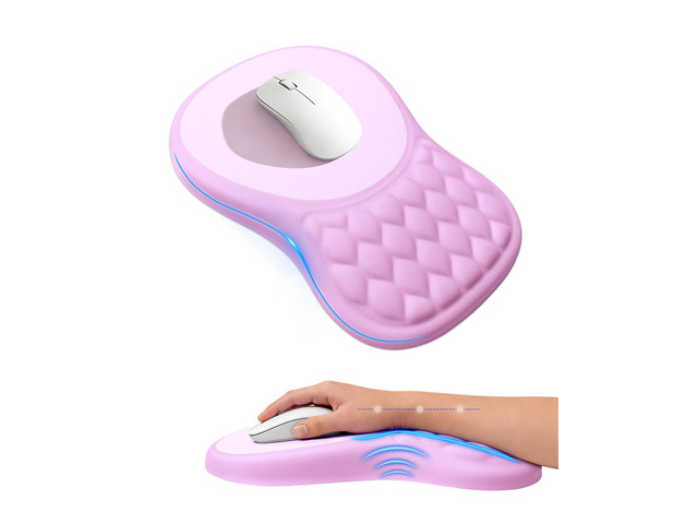 Ergonomic Mouse Pad with Sloped Memory Foam Wrist Rest 3D Textured Wrist Cushion, Smooth Lycra Surface, Non-Slip PU Base, Comfortable Support for...
