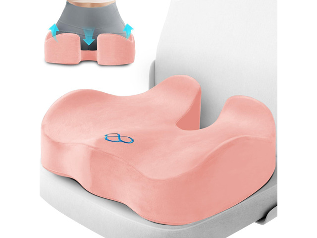 Seat Cushion, Gel Memory Foam Office Chair Cushions, (Pink) Anti-Slip Back & Removable Cover, Ergonomic Tailbone Support Seat Cushion, Memory Foam...