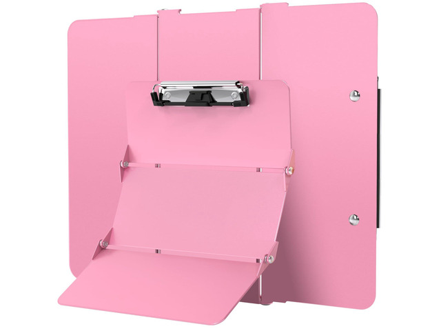Nursing Clipboard Foldable Without Edition Cheat Charts, 3 Layers Aluminum, Nurse Board w/Low Profile Clip & Pen Clip Pocket, Pink