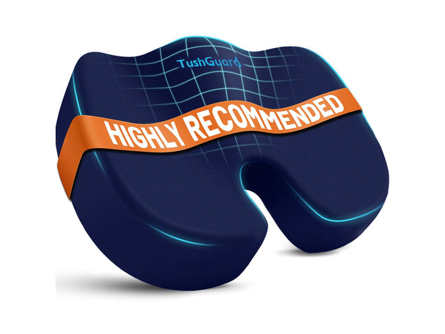 Memory Foam Seat Cushion for Office Chair, Car Seat, Blue, XL Office Chair Cushion for Car, Airplane - Chair Pad for Long Sitting Sciatica, Hip,...