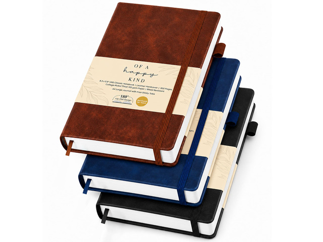 3 Pack A5 Lined Leather Journals for Writing - 300 Pages Each Notebook Thick hardcover journals for writing. Journal for men & women. Premium...