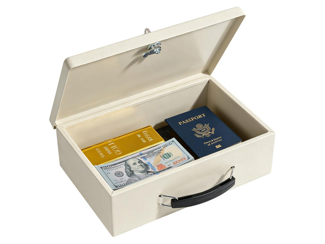 Fireproof Document Box with Key Lock, Small Safe Box for Valuables, Fire and Water Resistance, Fireproof Lock Box for Passport, Cash, Tablet,...