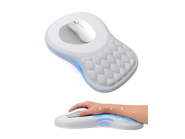Ergonomic Mouse Pad with Sloped Memory Foam Wrist Rest 3D Textured Wrist Cushion, Smooth Lycra Surface, Non-Slip PU Base, Comfortable Support for...