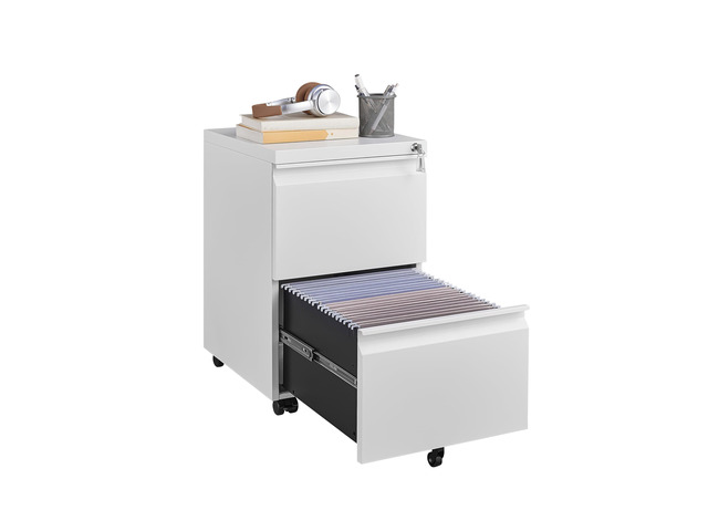 2 Drawer Metal File Cabinet, Fully Assembled Locking Filing Cabinet with Anti-Tipping Wheels, Quiet Slide, Heavy-Duty Steel Construction, Fits A4...