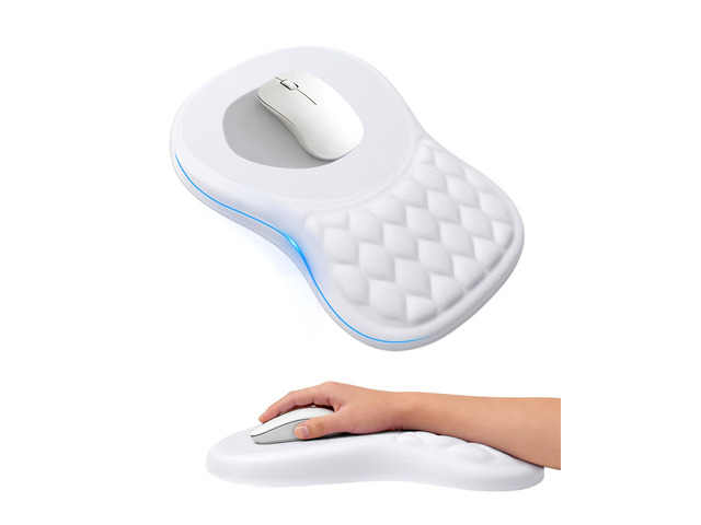 Ergonomic Mouse Pad with Sloped Memory Foam Wrist Rest 3D Textured Wrist Cushion, Smooth Lycra Surface, Non-Slip PU Base, Comfortable Support for...
