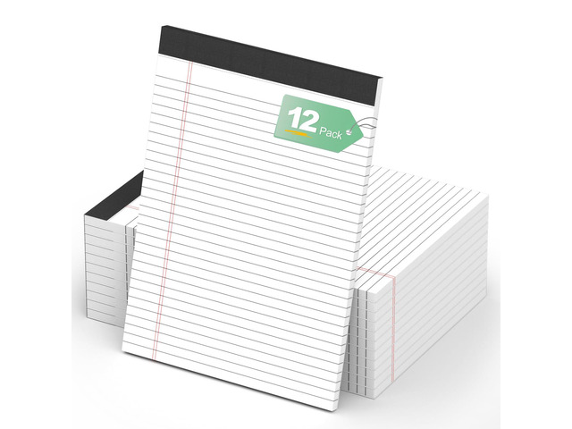 12 Pack Legal Pads 8.5 x 11 Note Pads 8.5 x 11 Inch Notepad 360 Sheets Writing Pads Wide Ruled Lined Paper Pads White Paper Note Pads 8.5 x 11 with...