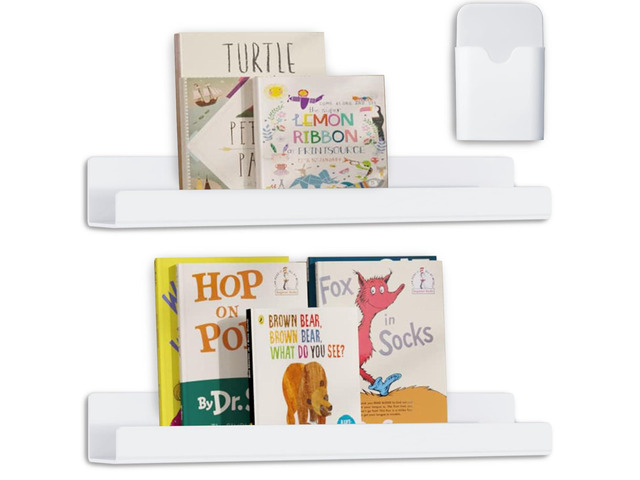 2 Pcs Magnetic Book Shelf for Whiteboard with Magnetic Pen Holder Heavy Duty Acrylic Magnetic Shelves for Classroom Furniture,Office,...