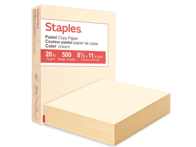 Pastel Recycled Copy Paper, Cream, 20 lb., 8.5x11, 500 Sheets 30% recycled multipurpose paper for printing documents, flyers, and forms