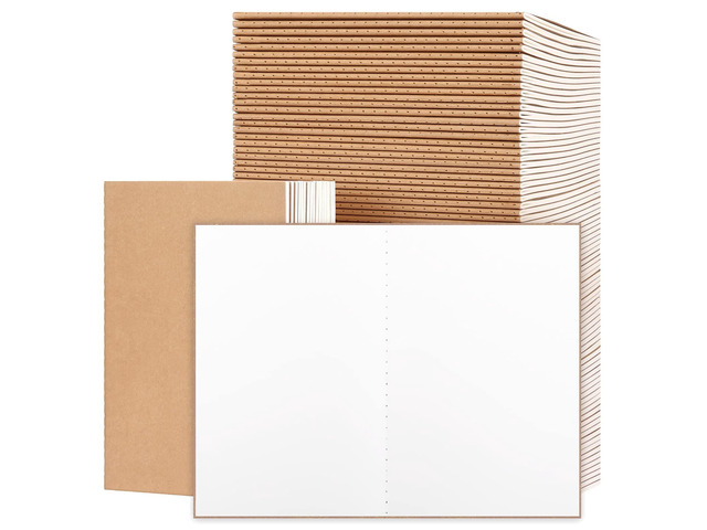 100pcs A5 Blank Kraft Notebooks, Journals in Bulk, Sketchbooks Bulk for Kids, 60 Pages, 80GSM, 8.3 X 5.5 Inch, Travel Journal Set, Travelers,...