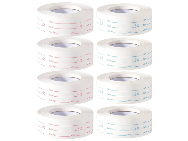 8 Rolls 4000 Pieces Removable Food Labels 1 x 2 Inch Date Stickers for Freezer, Refrigerator Food Containers - Easy to Write